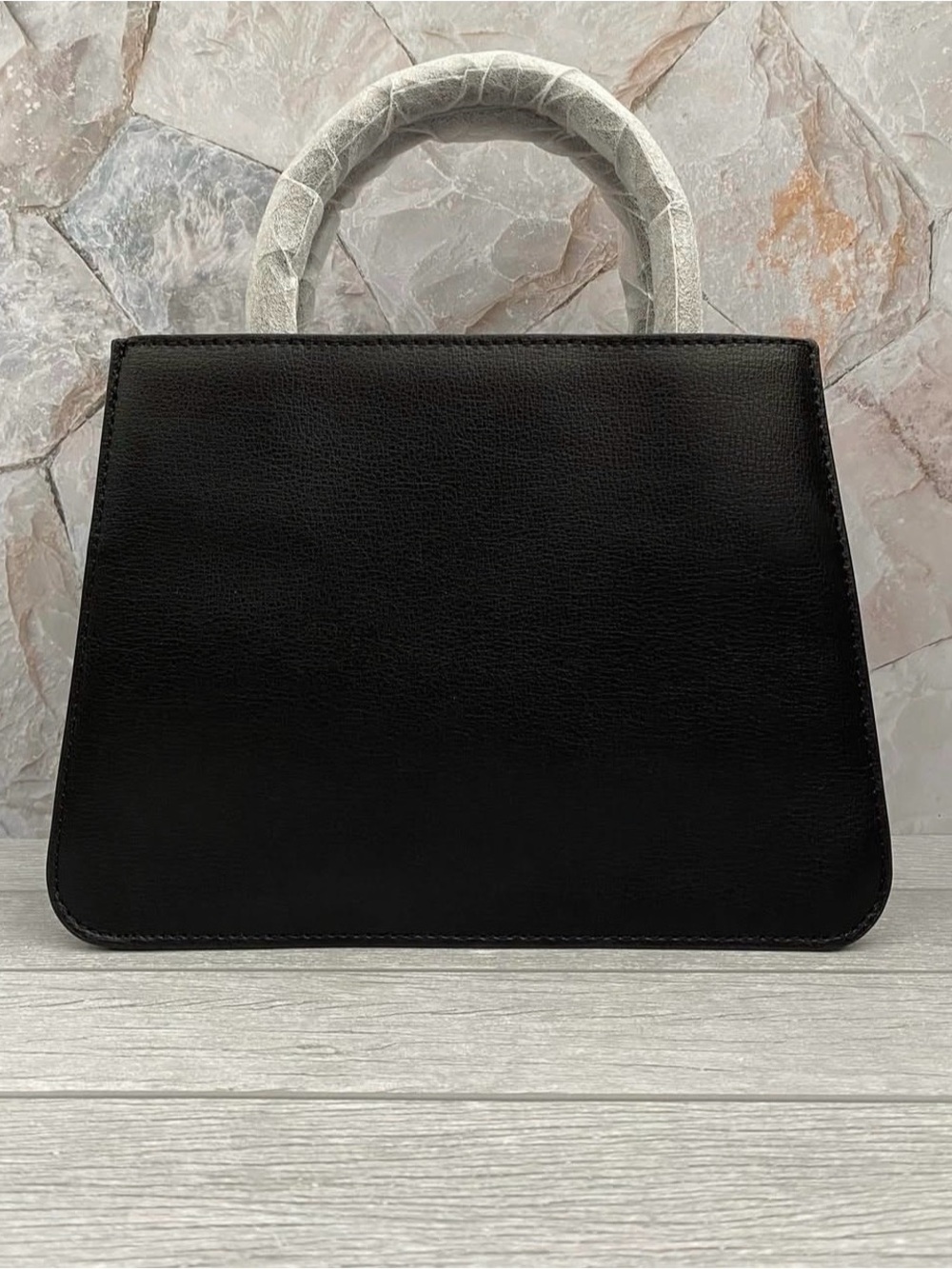 Karl Lagerfeld Black Simon Embossed Logo Harlow Leather Top-Handle Satchel - Picture 3 of 6